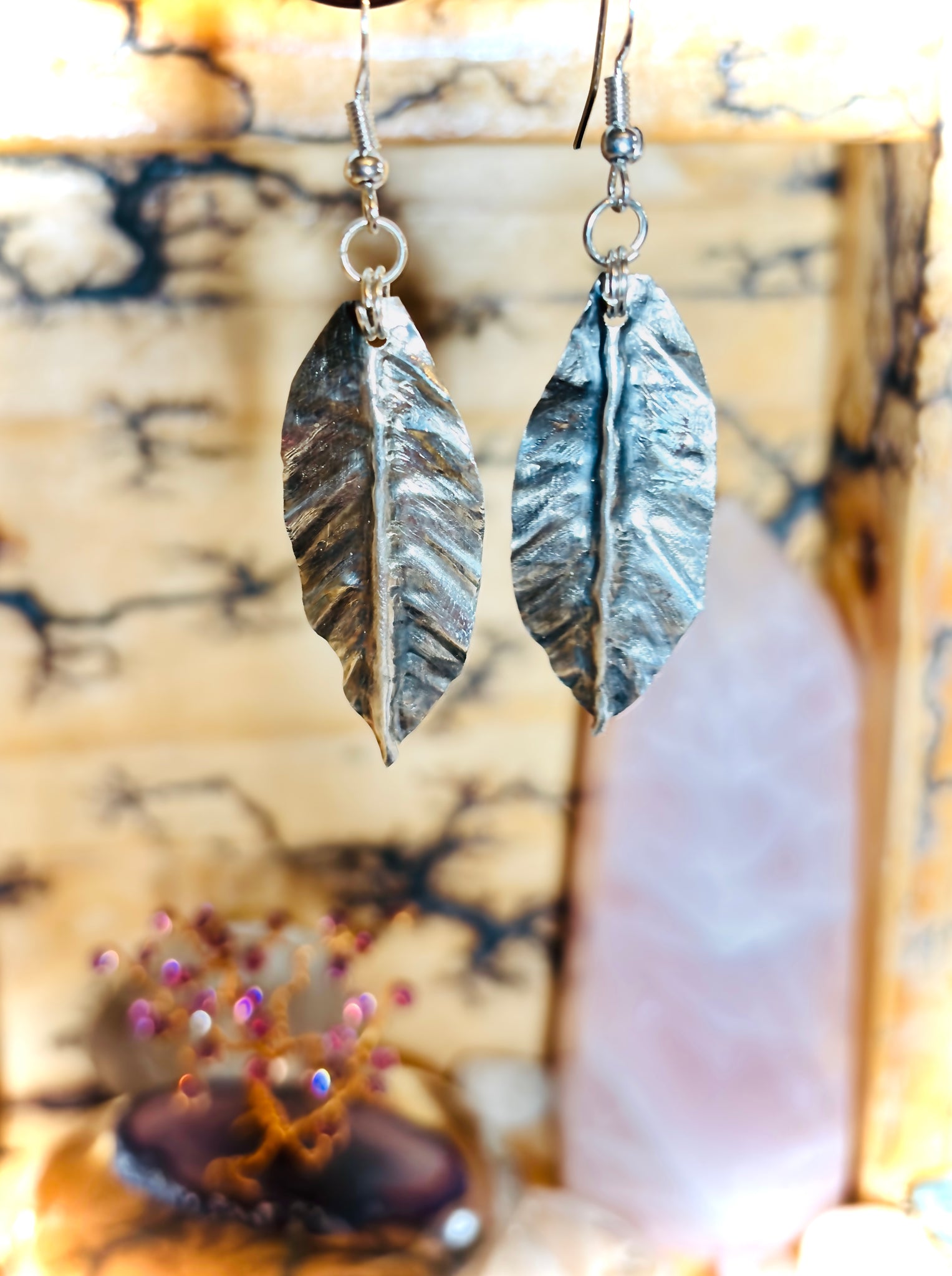 “GENTLE FALL”~ Hand Shaped Sterling Silver Leaf Earrings