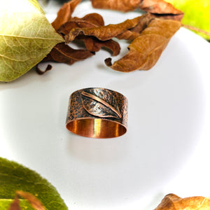 “STIPPLED LEAF”~Copper Leaf Band with Deep Stippled Texture.