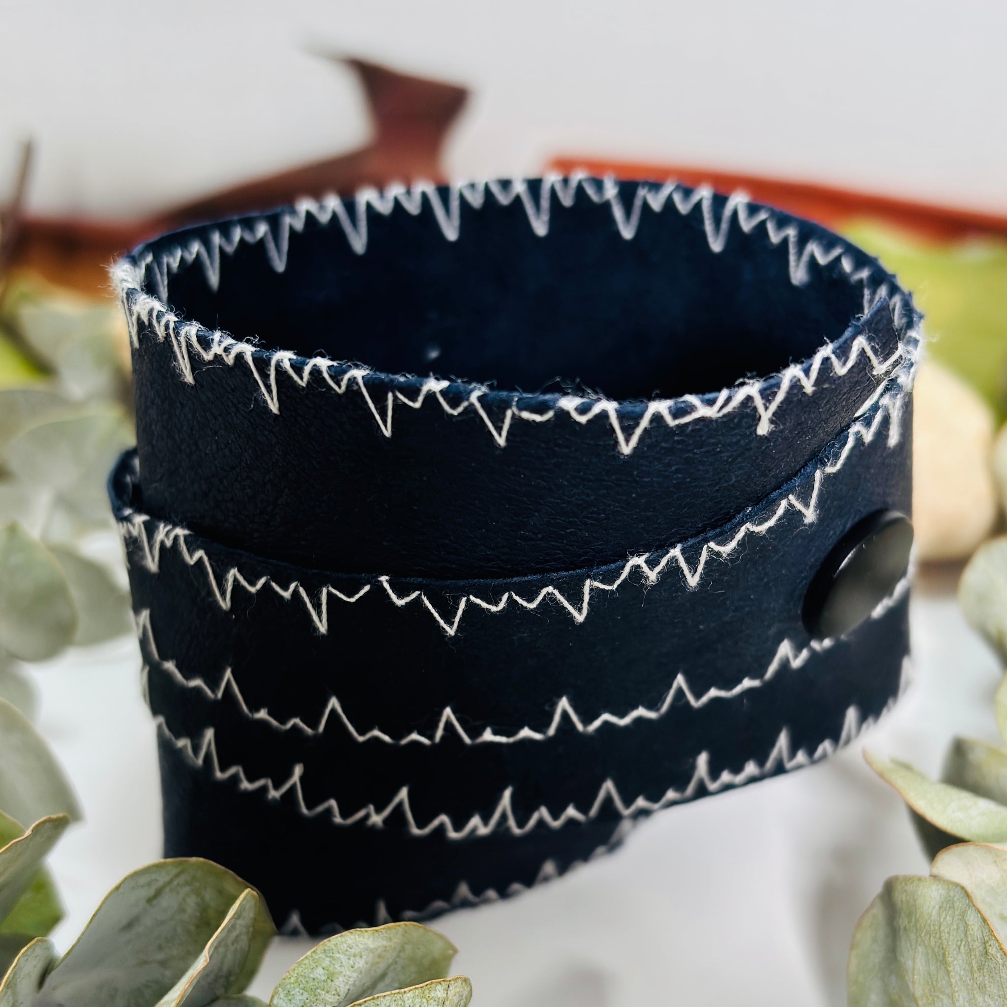 “DEEP BLUE HEARTBEATS”~Double Wrapped Wrist Cuff