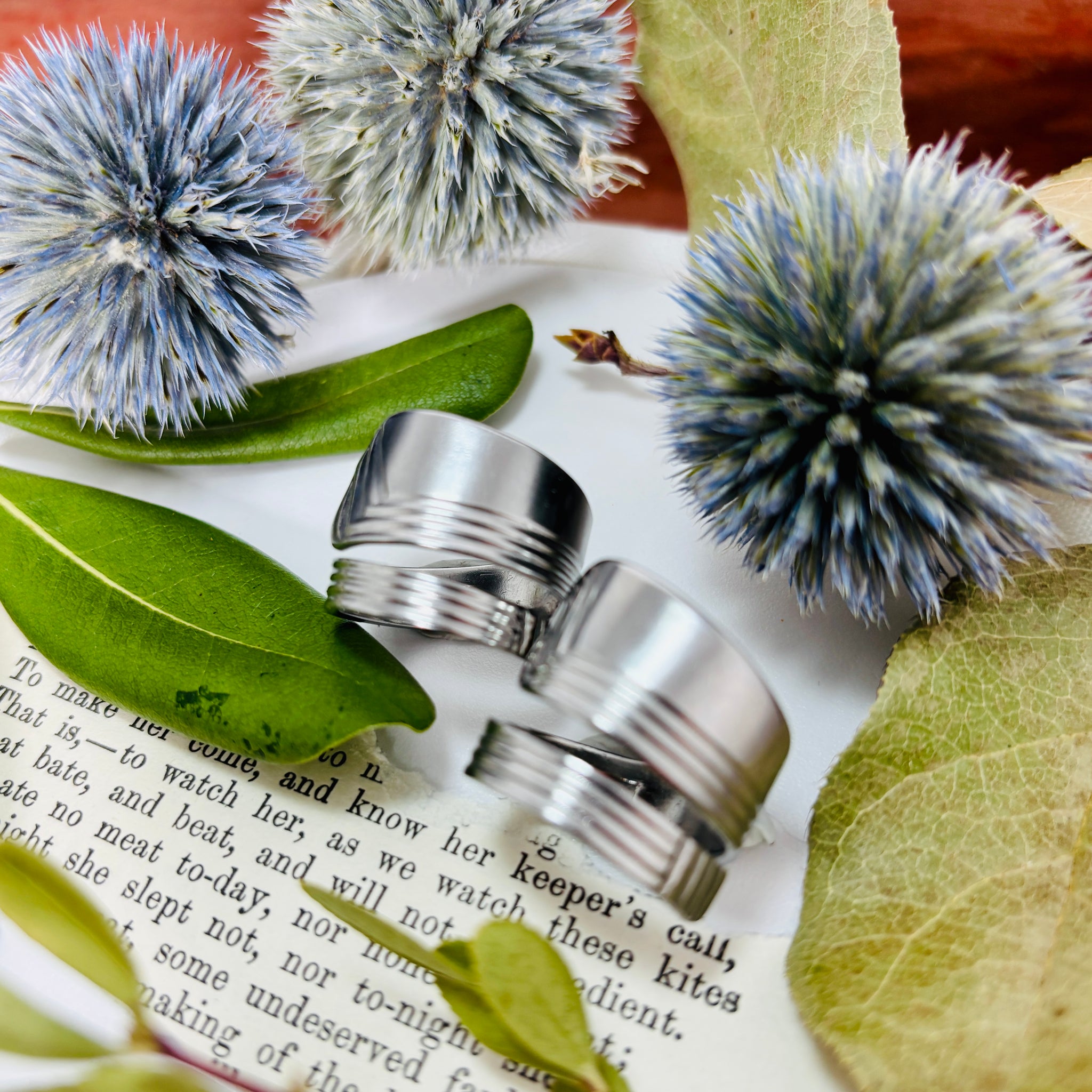 “DASH AND BAR”~ Twin 2of2  Double Wrap Stainless Steel Ring