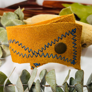 “JWS”~Vintage Raw Honey Dyed  Rawhide Cuff