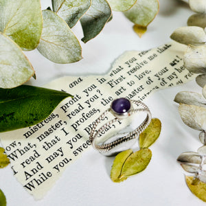 “VIOLET SHIMMER”~Amethyst Delicate Sparkle Split Shank Ring