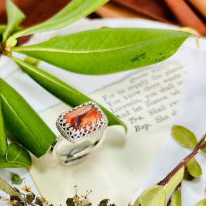 “AUTUMN GODESS”~Crowned Red Jasper Ring