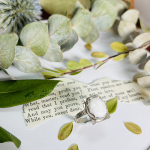 “MARBLE FLORAL FRAME”~ Upcycled Stone Set in Scalloped Floral Frame and Floral Band