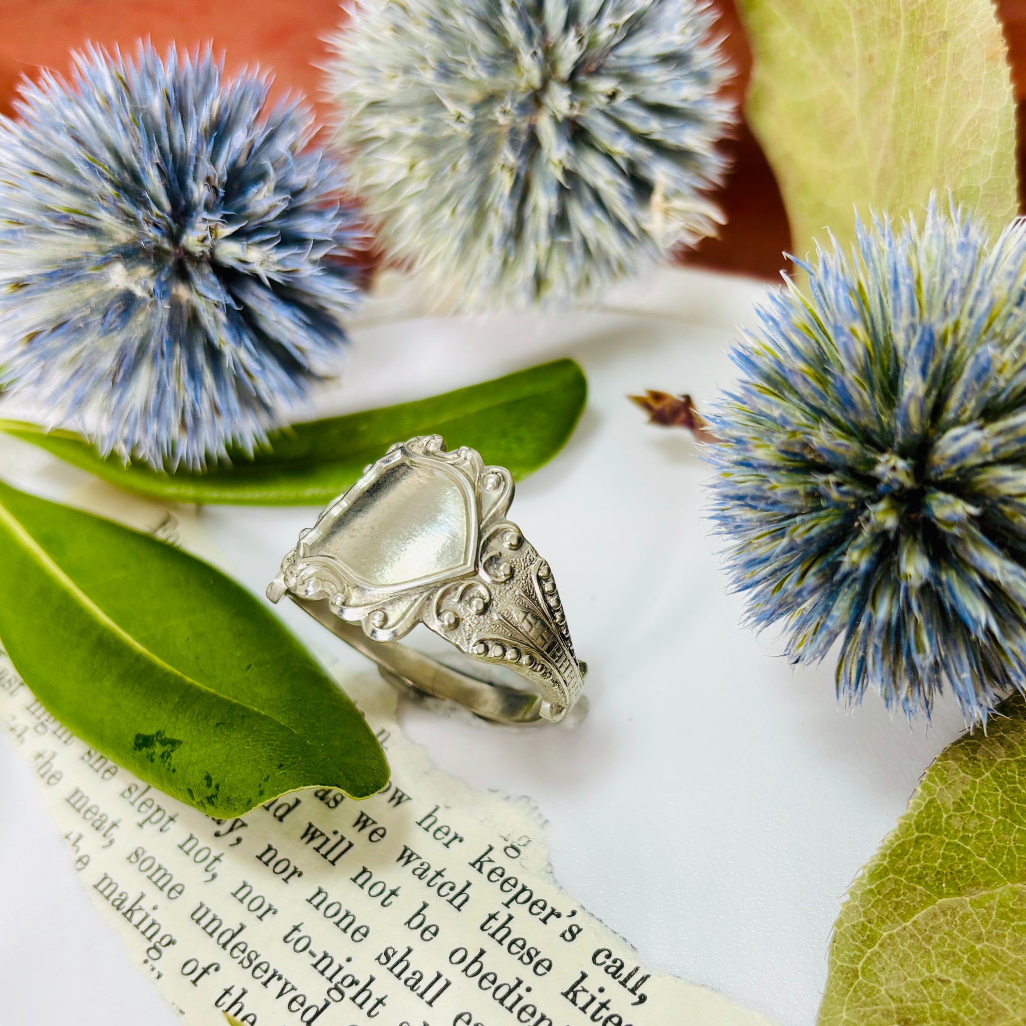 “CROWN PLAQUE”~Silver Plated Collector Spoon Ring