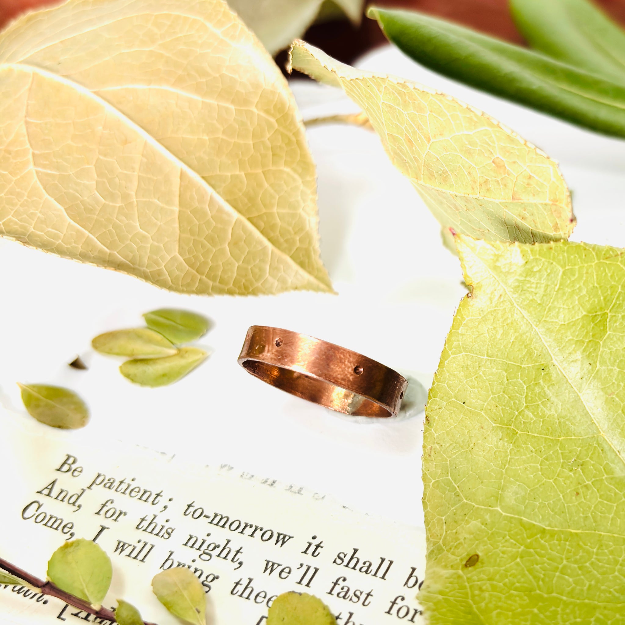 “TINY DOTS”~Simple Brass Band Ring with Dot Design