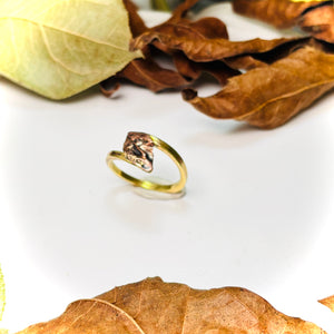 TWO TONE AUTUMN~ 100% Upcycled Brass and Copper Leaf Ring