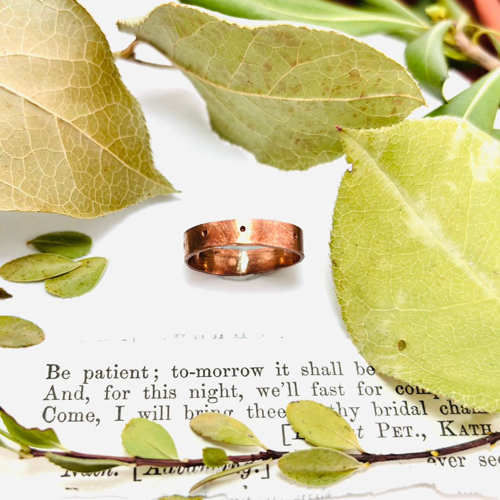 “TINY DOTS”~Simple Brass Band Ring with Dot Design
