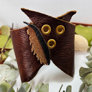 “HOOT HOOT”~ Brass Riveted Horned Owl Cuff