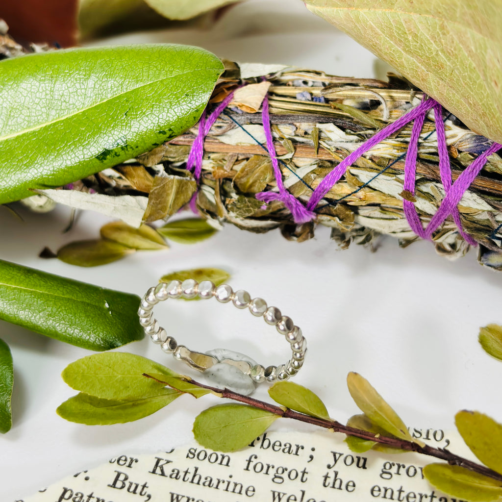 “BAND OF DOTS”~Beaded Ring Band Upcycled from Scrap Silver