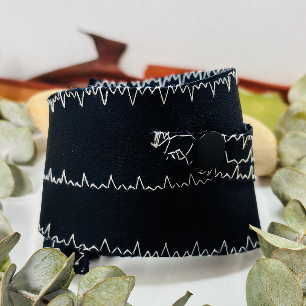 “DEEP BLUE HEARTBEATS”~Double Wrapped Wrist Cuff