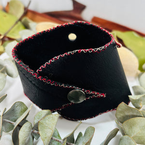 “ROCKI’N RED LEAVES” ~Riveted Leaf Crossover Cuff