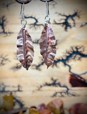 “COPPER DROP”~Copper Etched and Crinkle Leaf Earrings