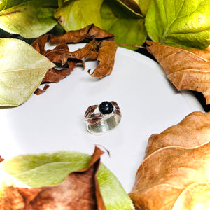 “TWO-TONE SPARKLE”~ Blue Goldstone Sterling Silver & Copper Ring