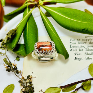 “AUTUMN GODESS”~Crowned Red Jasper Ring