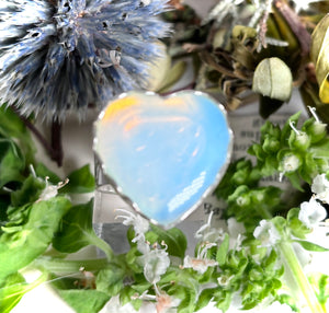 “OPI MY HEART”~Opalite Heart Ring with Heart Stamped Band