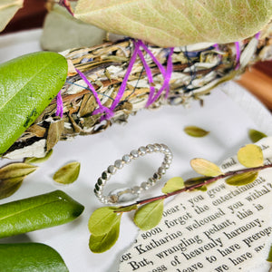“BAND OF DOTS”~Beaded Ring Band Upcycled from Scrap Silver