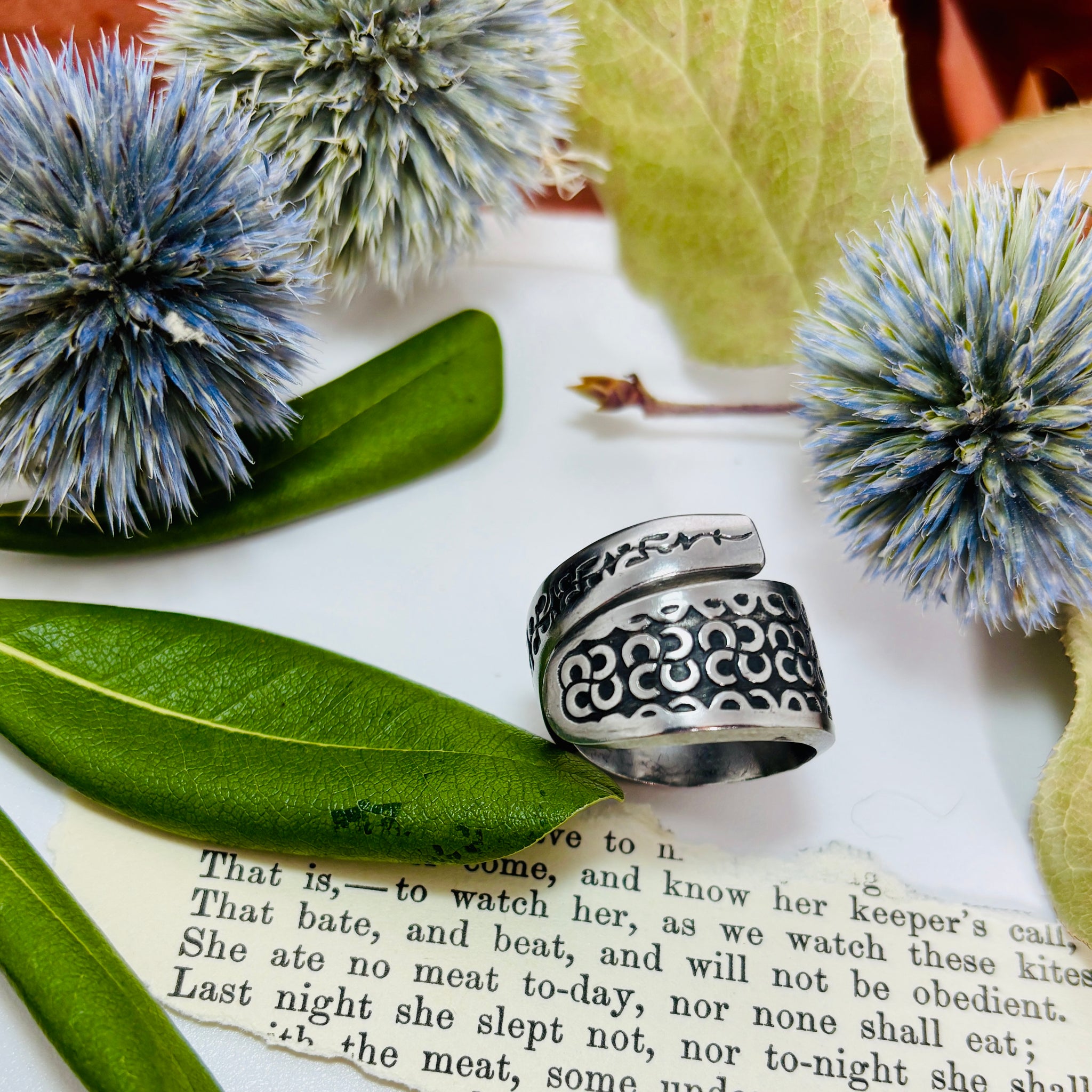 “LOOPS AND VINES”~Stainless and Black Ring