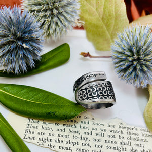 “LOOPS AND VINES”~Stainless and Black Ring