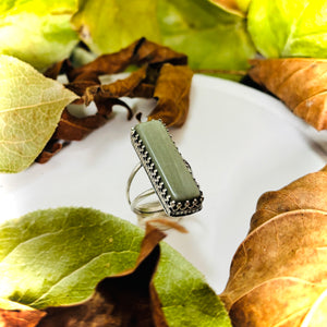 “VALLEY CHERT”~Cowichan Valley Sourced Landscape Chert-Crown Bezel Sterling Silver Ring