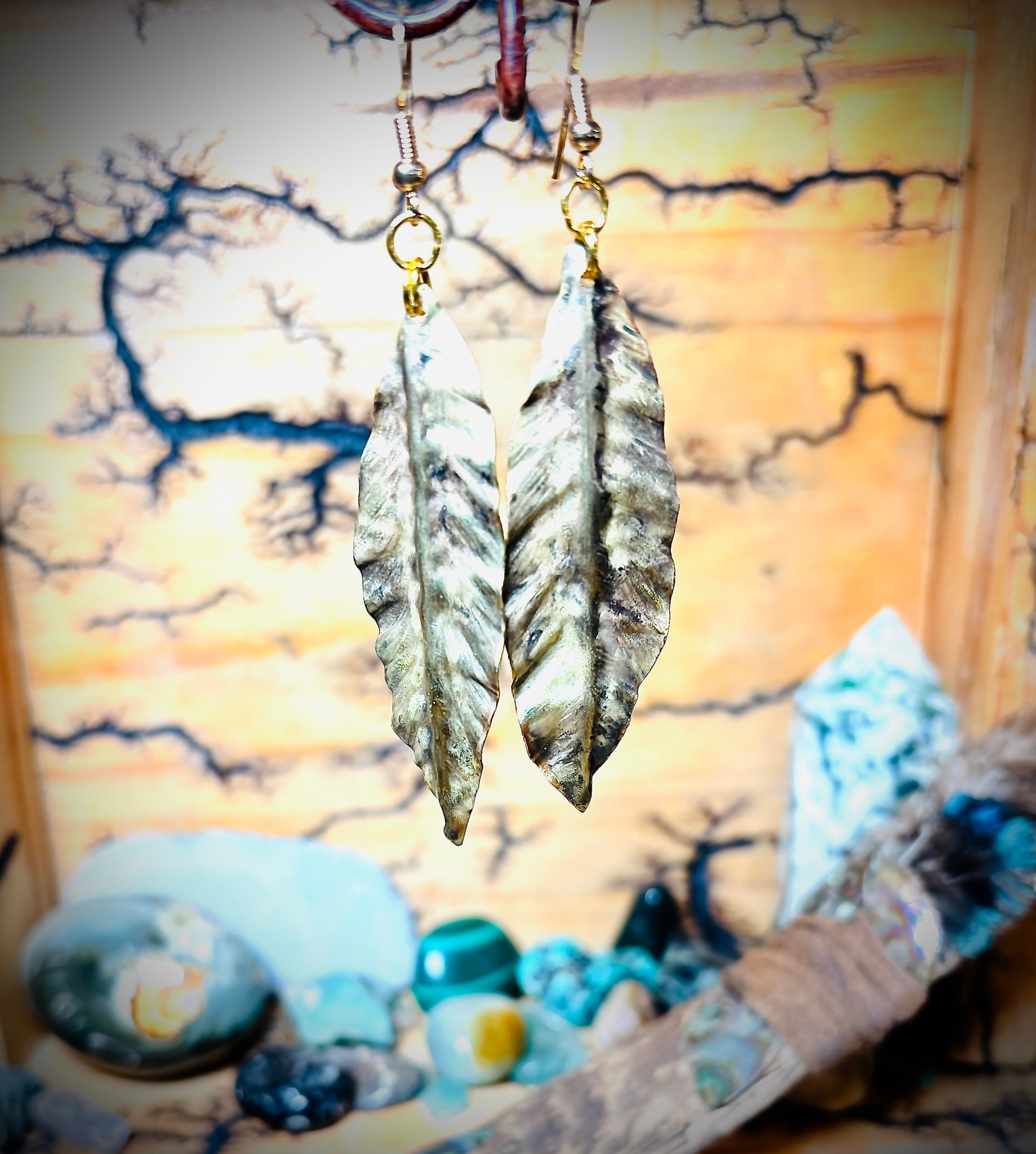 “CRISP AND CLASSY”~Hand Shaped/Etched Patina Brass Earrings