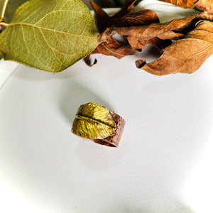 “GOLD LEAF HEALING”~Two Toned Copper and Brass Healing Leaf Ring