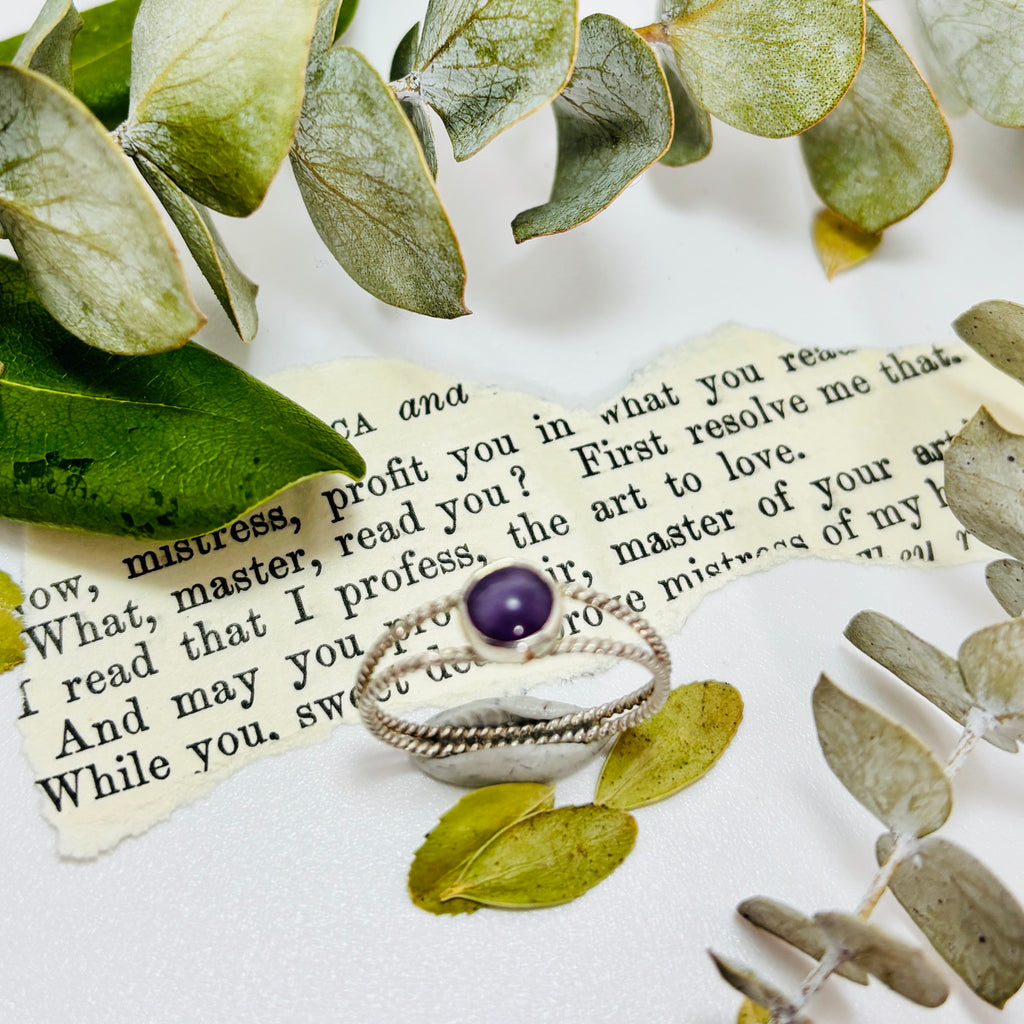 “VIOLET SHIMMER”~Amethyst Delicate Sparkle Split Shank Ring