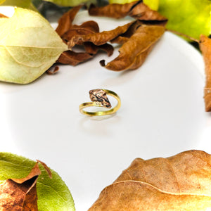 TWO TONE AUTUMN~ 100% Upcycled Brass and Copper Leaf Ring