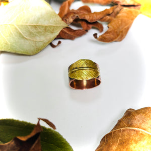 “GOLD LEAF HEALING”~Two Toned Copper and Brass Healing Leaf Ring