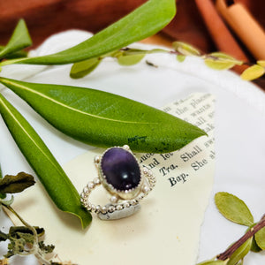 ”VIOLET DOTS”~ Amethyst Framed with Dots Ring