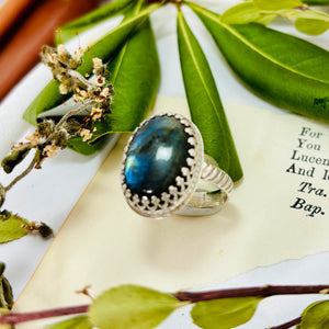 “CROWNED QUEEN”~Labradorite Cocktail  Ring