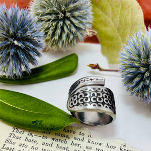 “LOOPS AND VINES”~Stainless and Black Ring