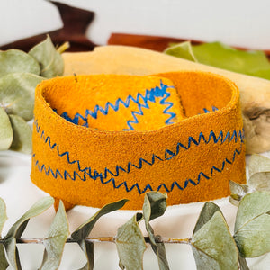 “JWS”~Vintage Raw Honey Dyed  Rawhide Cuff