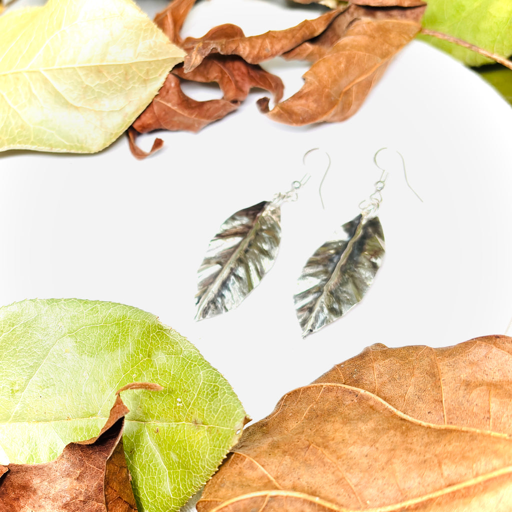 “GENTLE FALL”~ Hand Shaped Sterling Silver Leaf Earrings