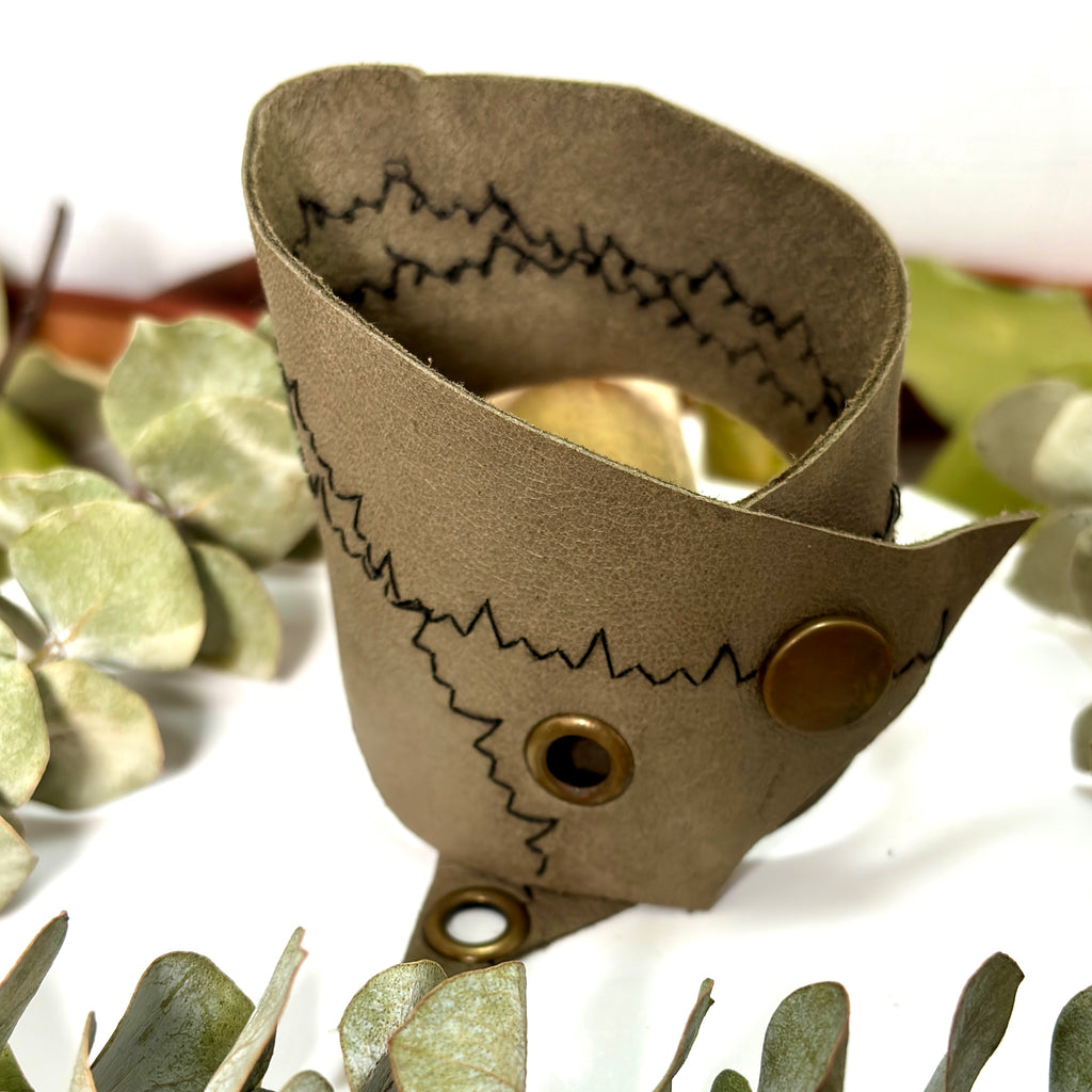 “SAGE BEATS”~Silky Soft Sage Cuff with Bronze Rivets