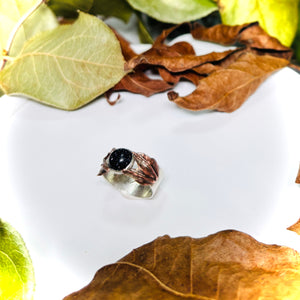 “TWO-TONE SPARKLE”~ Blue Goldstone Sterling Silver & Copper Ring