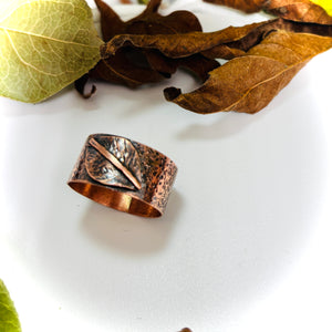 “STIPPLED LEAF”~Copper Leaf Band with Deep Stippled Texture.