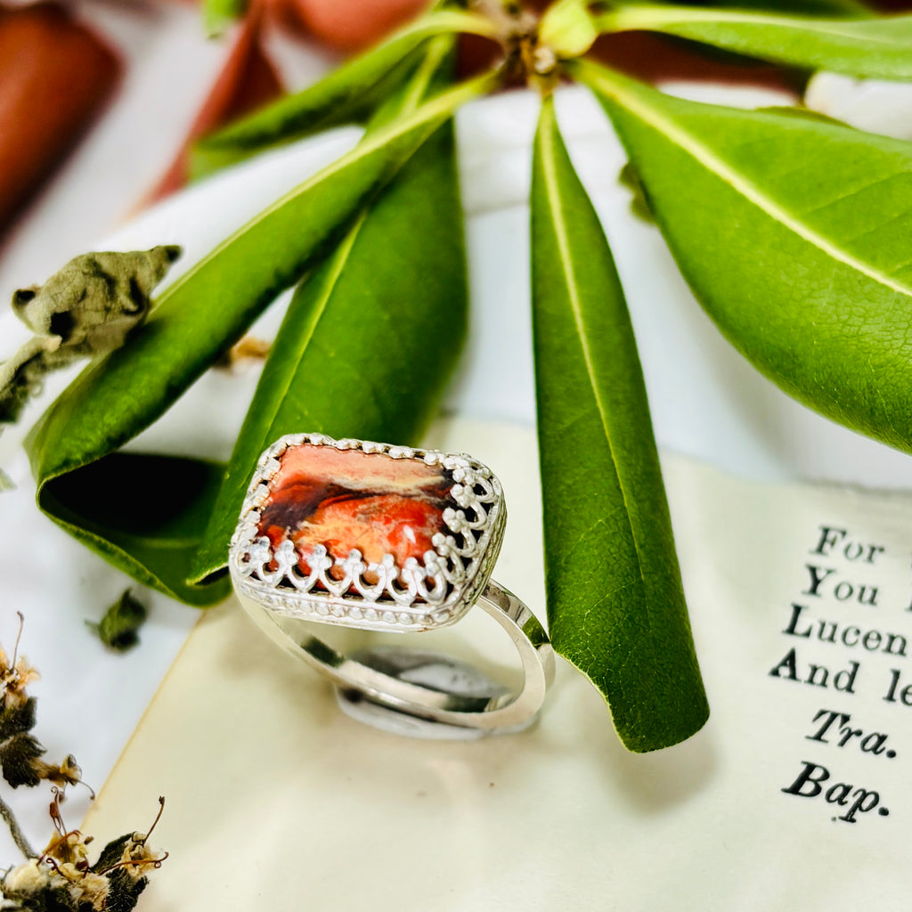 “AUTUMN GODESS”~Crowned Red Jasper Ring