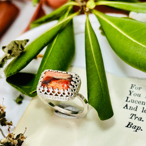 “AUTUMN GODESS”~Crowned Red Jasper Ring