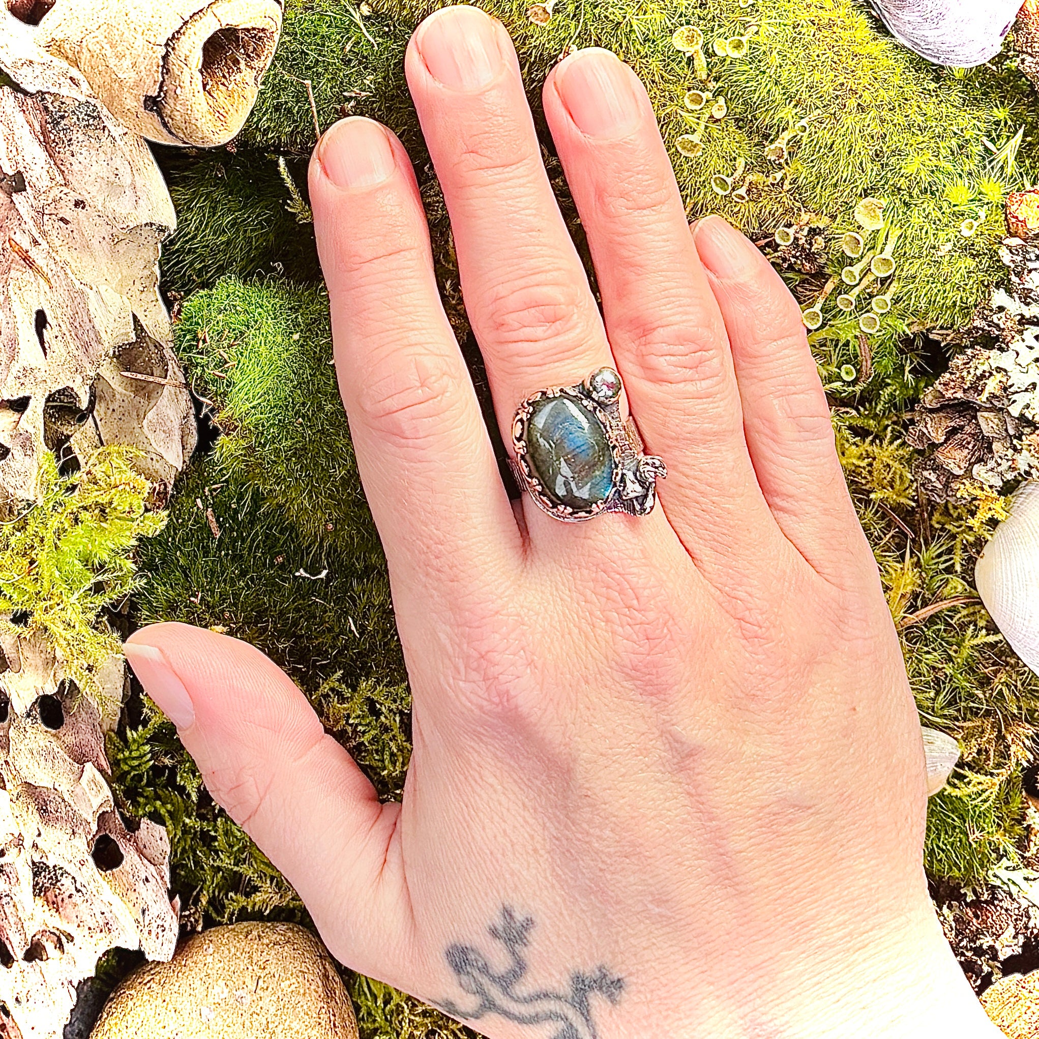 “FOREST MOON”~Large Sterling Silver Mushroom Ring