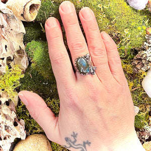 “FOREST MOON”~Large Sterling Silver Mushroom Ring