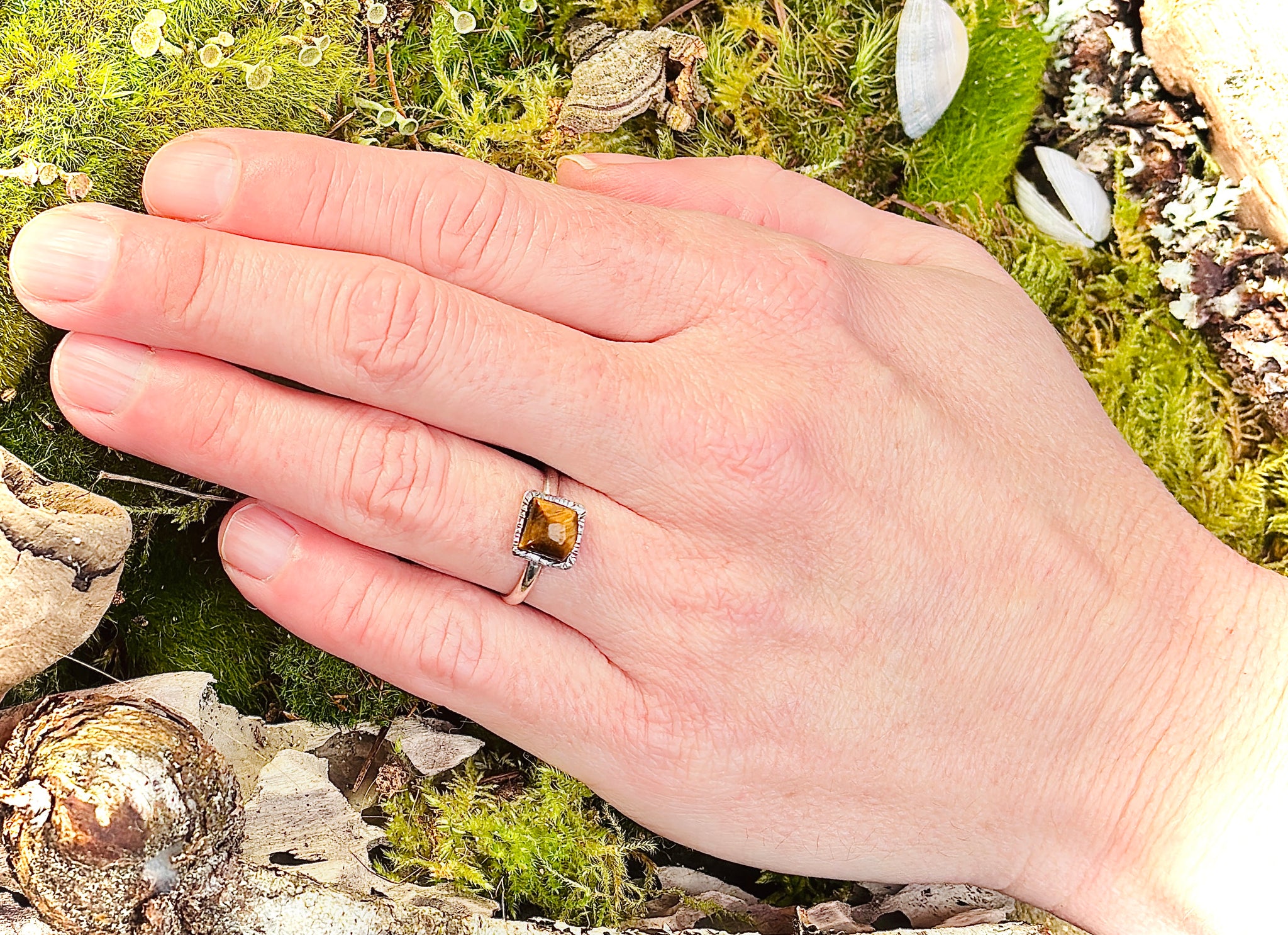 “TIGERS EYE SPARKLE” ~Upcycled Tigers Eye Sterling Silver Ring