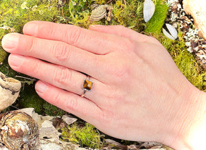 “TIGERS EYE SPARKLE” ~Upcycled Tigers Eye Sterling Silver Ring